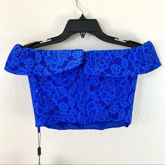 La Femme Off The Shoulder Top Electric Blue 2 - Picture 5 of 7